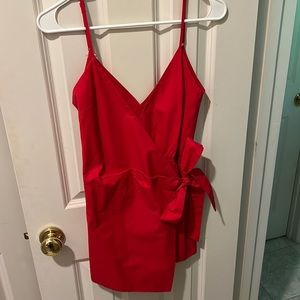 LIONESS RED WRAP DRESS